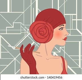 Flapper girl: Retro party invitation design.  - Powered by Shutterstock