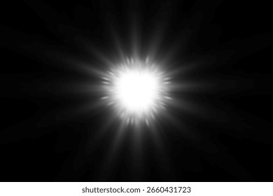 Flash light effect isolated on transparent background. White flashlight, flare or camera flash overlay