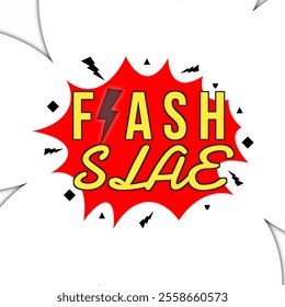 Flash Sale Red Color hit shot white background,black line, professional design. - Powered by Shutterstock