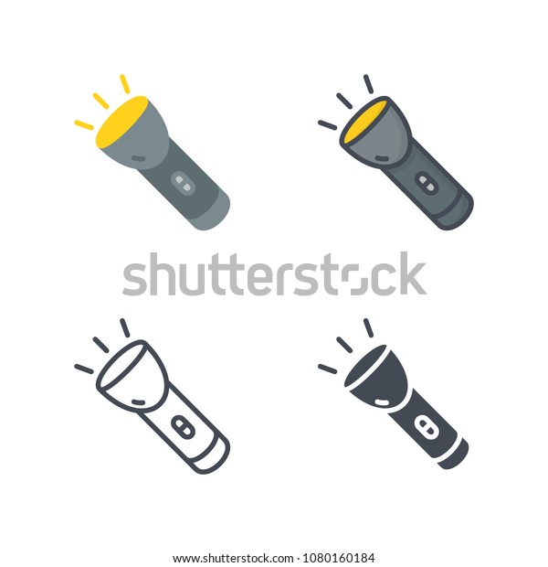 Flashlight police illustration rater flat colored\
silhouette\
line