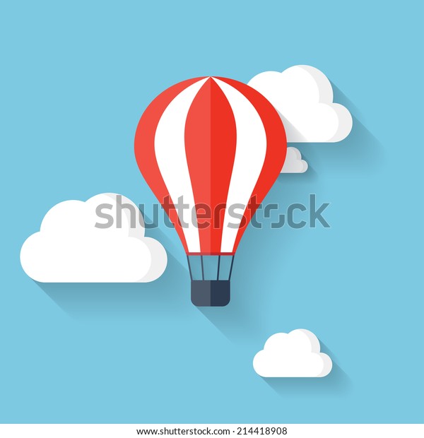 Flat Air Balloon Clouds Web Icon のイラスト素材