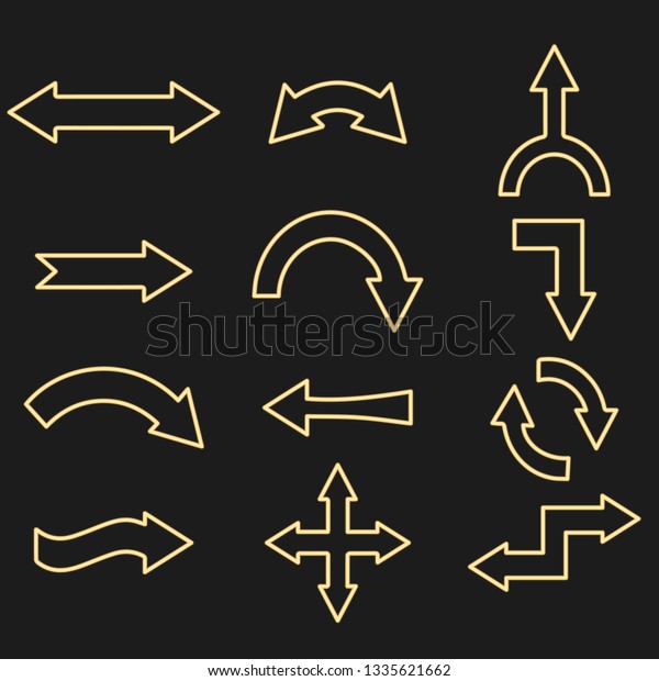 flat\
arrows set. illustration isolated on dark\
background