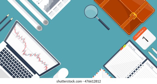 Office Desk Table Top View Sketch Stock Vector (Royalty Free) 1260533527