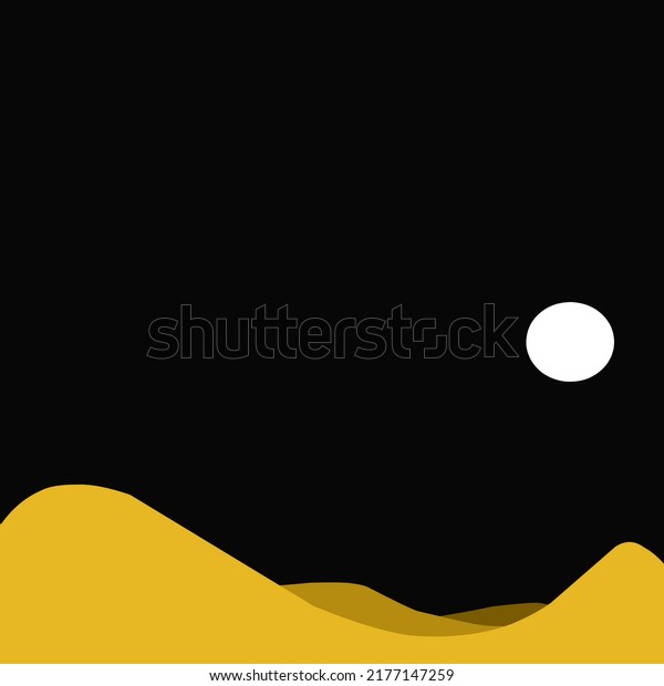 flat background showing\
desert landscape at night with white moon on it. With an open space\
to put writing