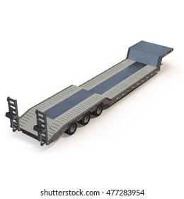 Flat Bed Semi Trailer on white 3D Illustration
