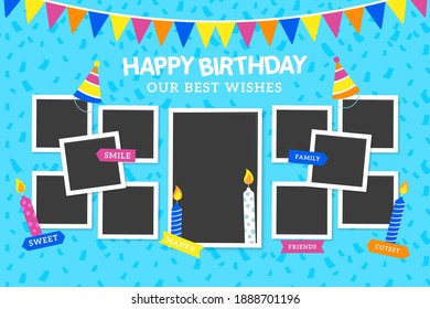 Flat Birthday Collage Frames Pack