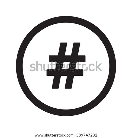 Flat Black Hashtag Web Icon Circle Stock Illustration 589747232