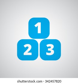 Flat Blue 123 Blocks Icon 