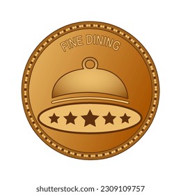 A flat brown yellow colour logo for fine dining restaurant with a serving dome and 5 stars, isolated on a white background. - Powered by Shutterstock