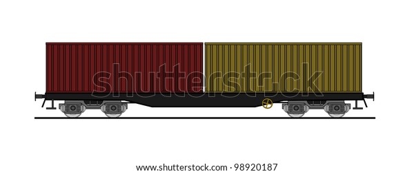 Flat car whit shipping\
containers