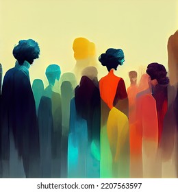 Flat cartoon illustration of diverse group of stylish people. Diversity multi-ethnic and multiracial people. Concept of racial equality and anti-racism. Multicultural society. Friendship - Powered by Shutterstock