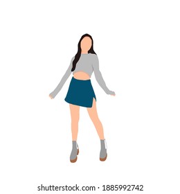 flat character or silhouette of an abstract female in a grey crop top and a navy skirt perfect for wallpaper, photo profile, background, book or novel cover
 - Powered by Shutterstock