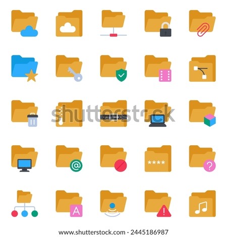 Flat color icons set for Folder.