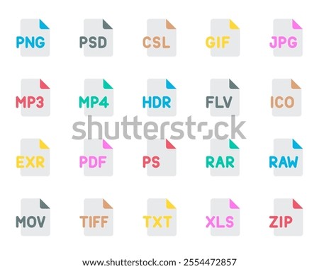 Flat color icons set for Programming files