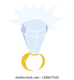 Flat Color Illustration Of Huge Diamond Ring