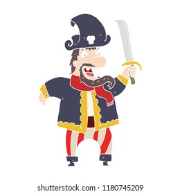 Flat Color Illustration Laughing Pirate Captain Stock Illustration ...