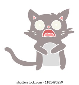 Flat Color Style Cartoon Horrified Cat