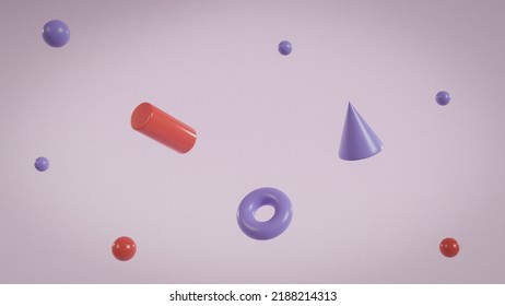 Flat And Colorful Shapes 3d Render