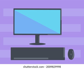 flat computer design in cartoon