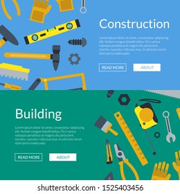 flat construction tools web banner illustration