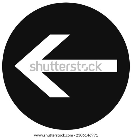 flat design arrow pointing backward icon image illustration. backward arrow black and white design background. black road traffic sign. left, previous, backward, arrow, icon, proceed straight