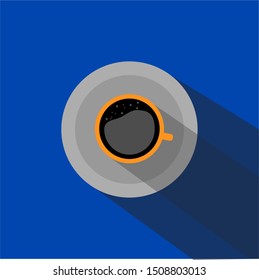 flat design black coffee with a shadow