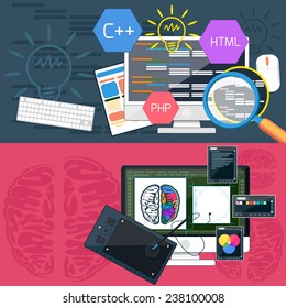 Flat Design Concept Program Coding Graphic Stock Vector (Royalty Free ...