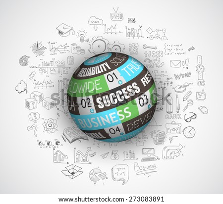 flat design and hand drawn concepts for business success, finance, growth,management, finantial assets, career, employment Ideal to use for web banner and printed materials such as brochure and flyers
