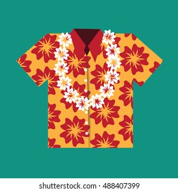 Flat Design Hawaiian Aloha Shirt Icon.