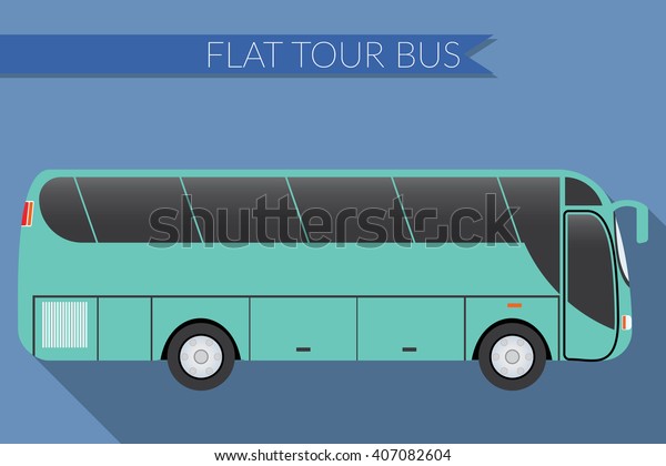 Flat design\
illustration city Transportation, Bus, intercity, long distance\
tourist coach bus, side view\
