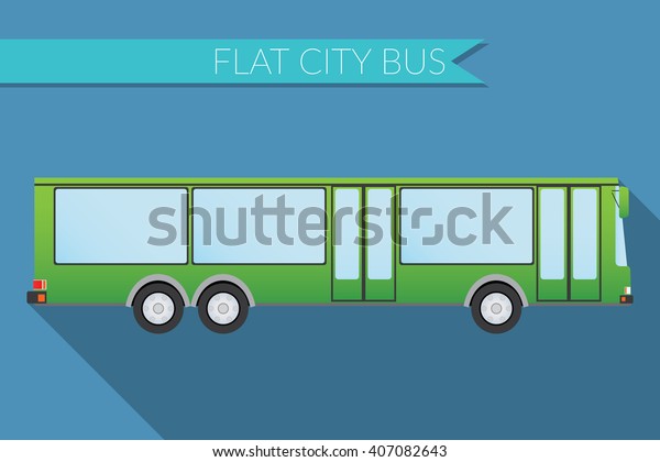 Flat design illustration city Transportation, city bus,\
side view 