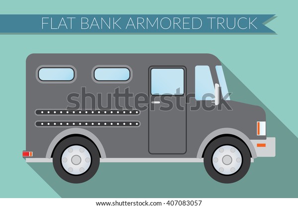 Flat design illustration city Transportation, bank\
armored Truck, side view\
