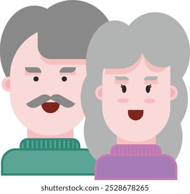 flat design illustration of a couple of elderly people male and female. Family and bond concept icons and templates on white background - Powered by Shutterstock