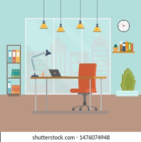 Modern Workplace Cabinet Room Interior Empty Stock Vector (Royalty Free ...