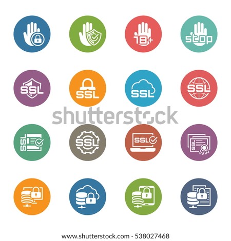 Flat Design Security and Protection Icons Set. Isolated Illustration.