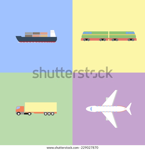 Flat design transport\
icons