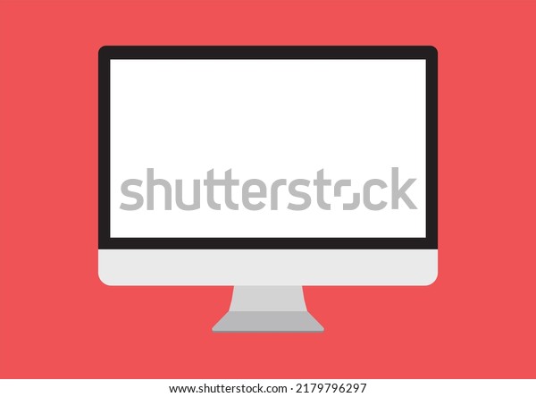 Flat Desktop Monitor Isolated PC Computer\
Illustration Technology Gadget Display\
Screen