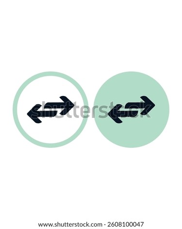 Flat Double Arrow Vector Icons Inside a Circle