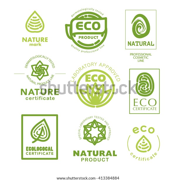 Flat Eco Product Emblem Set Ecological Stock Illustration 413384884