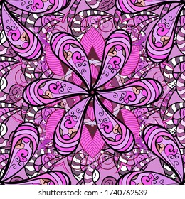 Flat Flower Elements Design. Seamless Chichi fabric pattern. Colour Spring Theme seamless pattern Background. Flowers pattern.