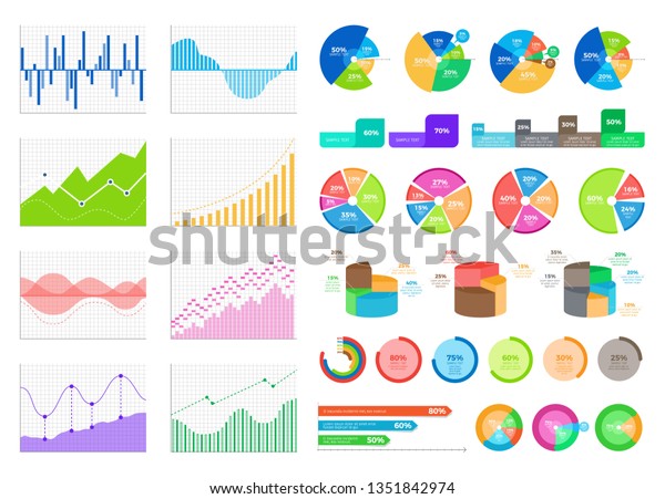 Flat Graphics Volumetric Diagrams Curves Bars Stock Illustration 