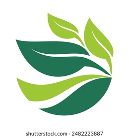Flat Green Leaf Logo Vector