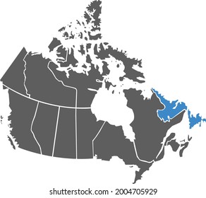 Flat Highlighted Map Canada Provincenew Foundland Stock Illustration ...