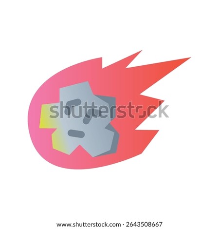 Flat icon of a meteor streaking through space, glowing as it falls toward a surface.