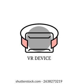 Flat Icon of VR Device – Virtual Reality Headset Technology Symbol