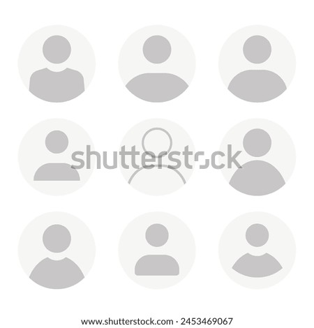 Flat icons. Isolated set of user profiles. Avatar. Silhouette of a man or woman. Gray silhouette on a white background. Perfect for social media, messengers, stories or your ad.	