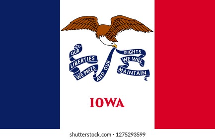 Flat Iowa State Flag - Usa