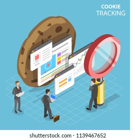 Flat Isometric Concept Of Web Cookie Tracking.