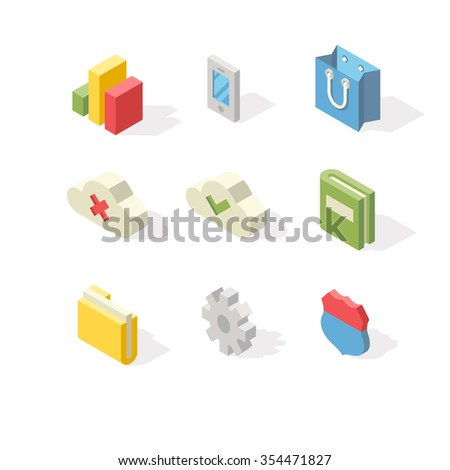 Flat Isometric Icons Set 2