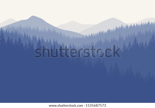 壁紙 背景に平らな山景色の山林 のイラスト素材
